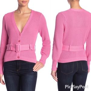 Free Press Pink Belted V-Neck Cardigan /sweater